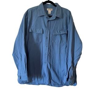 LL Bean Flannel Shirt Mens XL Blue Chamois Cloth Button Front Flannel